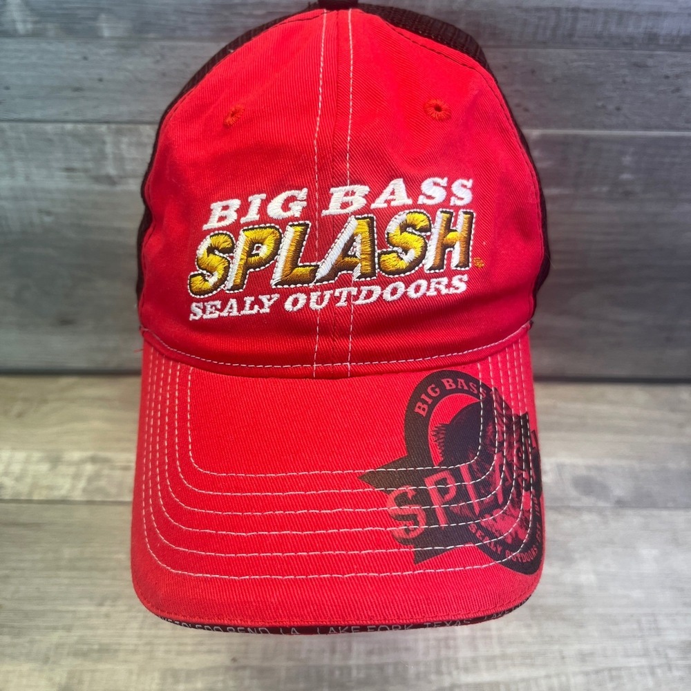 Big Bass Splash Trucker Hat Mens OSFM Red Fishing Cap